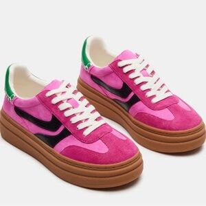 Steve Madden Pink and Black Sneakers with Tan Sole